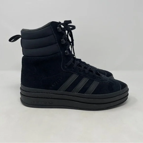 Adidas Gazelle High Boots Triple Black Women’s Athletic Sneakers ID6983 - NWT - Picture 6 of 14